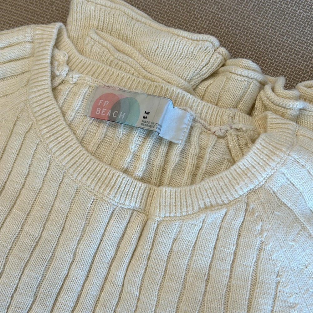 Free People Cream Ribbed Sweater - Picture 5 of 8
